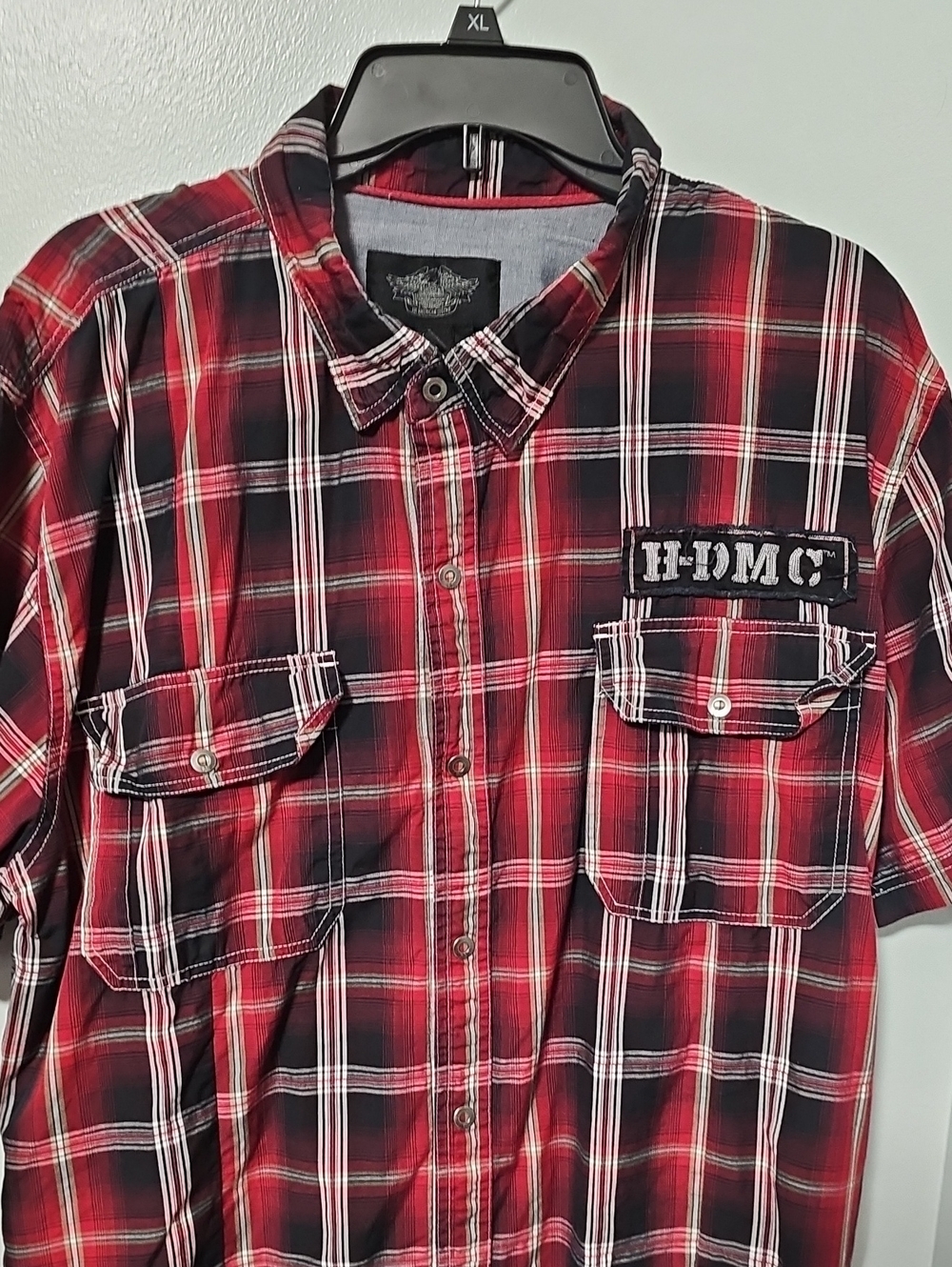 Harley-Davidson Red and Black Plaid Button-Down Shirt
